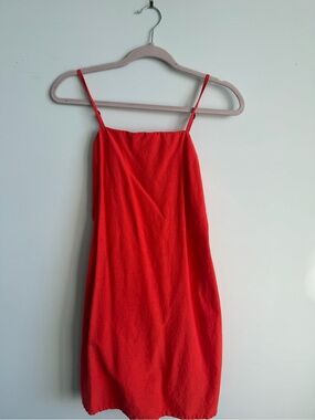 Red-Orange Spaghetti Strap Mini Dress